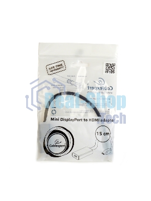 Переходник miniDisplayPort -> HDMI, Cablexpert A-mDPM-HDMIF4K-01, 4K, 20M/19F, кабель 15 см, черный, пакет