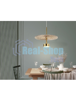Светильник Ambrella light LH72603 BR/WH латунь/бежевый 6W 3000K D300*260-1770