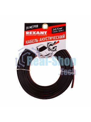 Кабель акустический Rexant 2х0,75 м м², красно-черный, мини-бухта 20 м