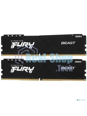 Оперативная память Kingston Fury Beast, DDR4, 16GB (2x8GB), 3200MHz, CL16, DIMM, с радиатором, черный