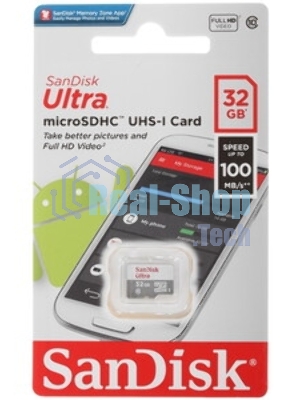 Флеш карта microSD 32GB SanDisk microSDHC Class 10 Ultra (SD адаптер) UHS-I 100MB/s