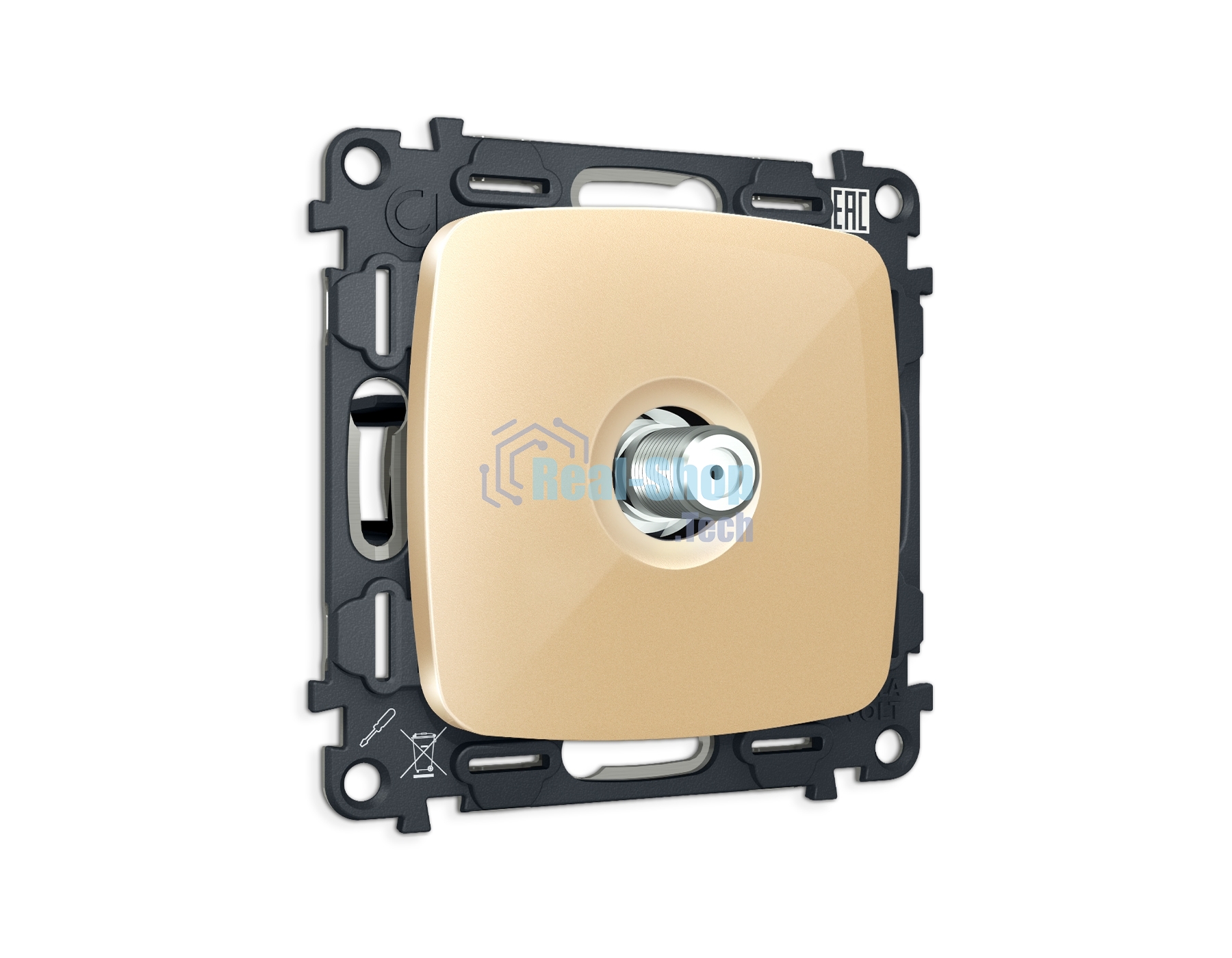 Комплект механизма TV розетки SAT 5-2400MHz 3.5dB OMEGA Шампань QUANT (OP6130, VM215) MO613050