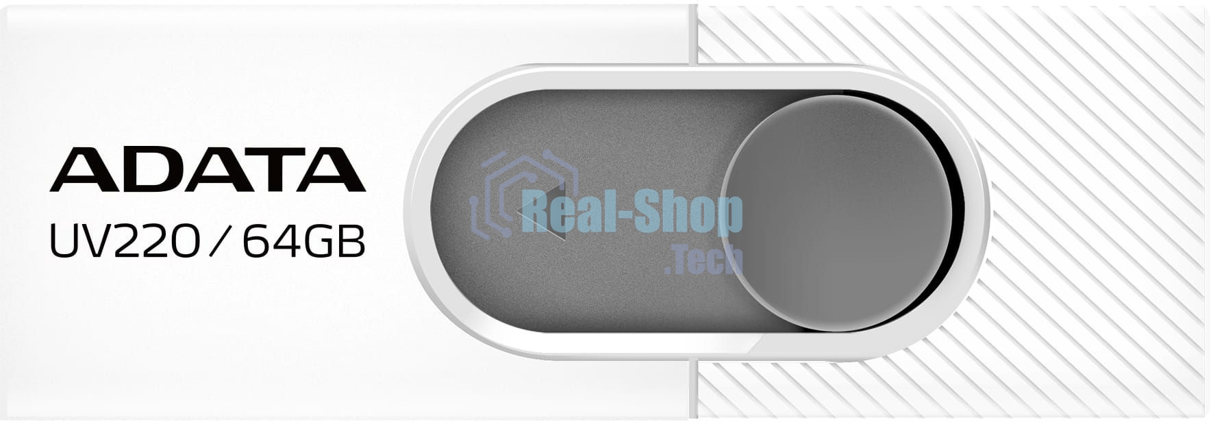 Флешка USB ADATA UV220 (AUV220-64G-RWHGY), 64Gb, USB 2.0, R/W 15/5, белый/серый