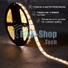 Лента светодиодная 5 м 12 В 5050 2700 К IP65 60 LED/м для БП с клеммами LAMPER