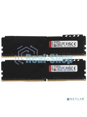 Оперативная память Kingston Fury Beast, DDR4, 16GB (2x8GB), 3200MHz, CL16, DIMM, с радиатором, черный