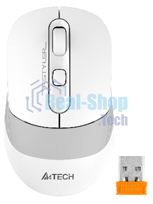 Мышь беспроводная A4Tech Fstyler FB10C белый/серый, 2000 dpi, радиоканал, Bluetooth, USB, кнопки - 4