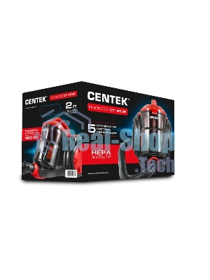 Пылесос Centek CT-2536 черный/красный, 420/2400 Вт, уборка сухая, пылесборник контейнер 2 л