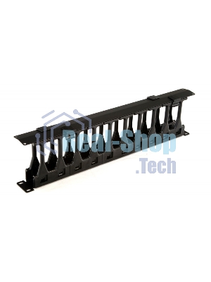 Кабельный организатор с крышкой Hyperline CMF-1U-FPL106-MCOV-RAL9005, глубина 106 мм, 19