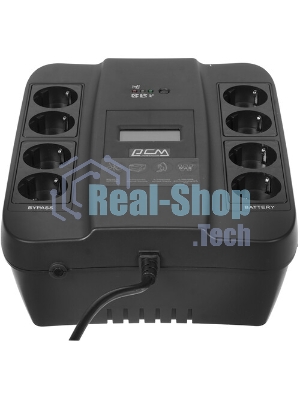 Источник бесперебойного питания Powercom Back-UPS SPIDER, Line-Interactive, LCD, AVR, 900VA/540W, Schuko, USB, black (1456263)