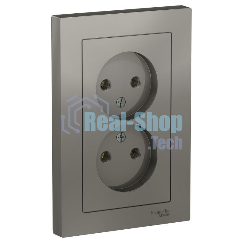Розетка 2-м СП AtlasDesign 16А IP20 без заземл. в сборе сталь SchE ATN000920