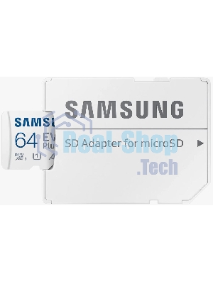 Флеш карта microSDXC 64GB Samsung EVO Plus Memory Card Samsung UHS-I U1 Class 10, Adapter, 130 MB/s, 10000 циклов, - 25°C to 85°C, RTL Samsung MB-MC64KA