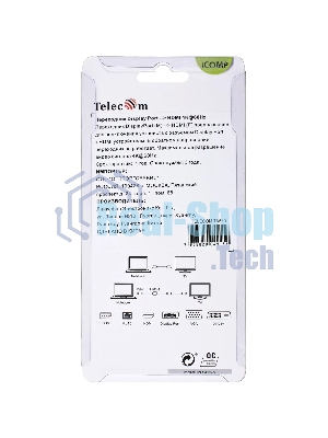 Кабель-переходник DP --> HDMI-F 0.2m, серый металлик, оплетка, 4K@60Hz, Telecom (TA560)