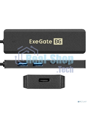 USB-концентратор 4-в-1 ExeGate DUB-2C2P/5G (кабель-адаптер USB 3.2 Gen1 Type C --> 2xUSB3.2 Gen1 Type-A (5G)/2xUSB3.2 Gen1 Type-C (5G), SuperSpeed USB 5Gbps, Plug&Play, черный)