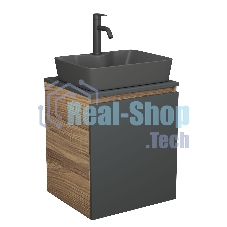 Тумба Bau Dream Blackwood 50 графит, раковина BAU Cerama 48х37 темно-серая матовая, смеситель Hotel Dream Black, нерж. сталь, черный