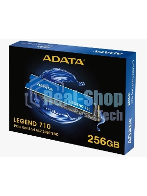 Накопитель SSD ADATA LEGEND 710, 256Gb, PCIe 3.0 x4, M.2 2280, NVMe, R/W 2100/1000, с радиатором