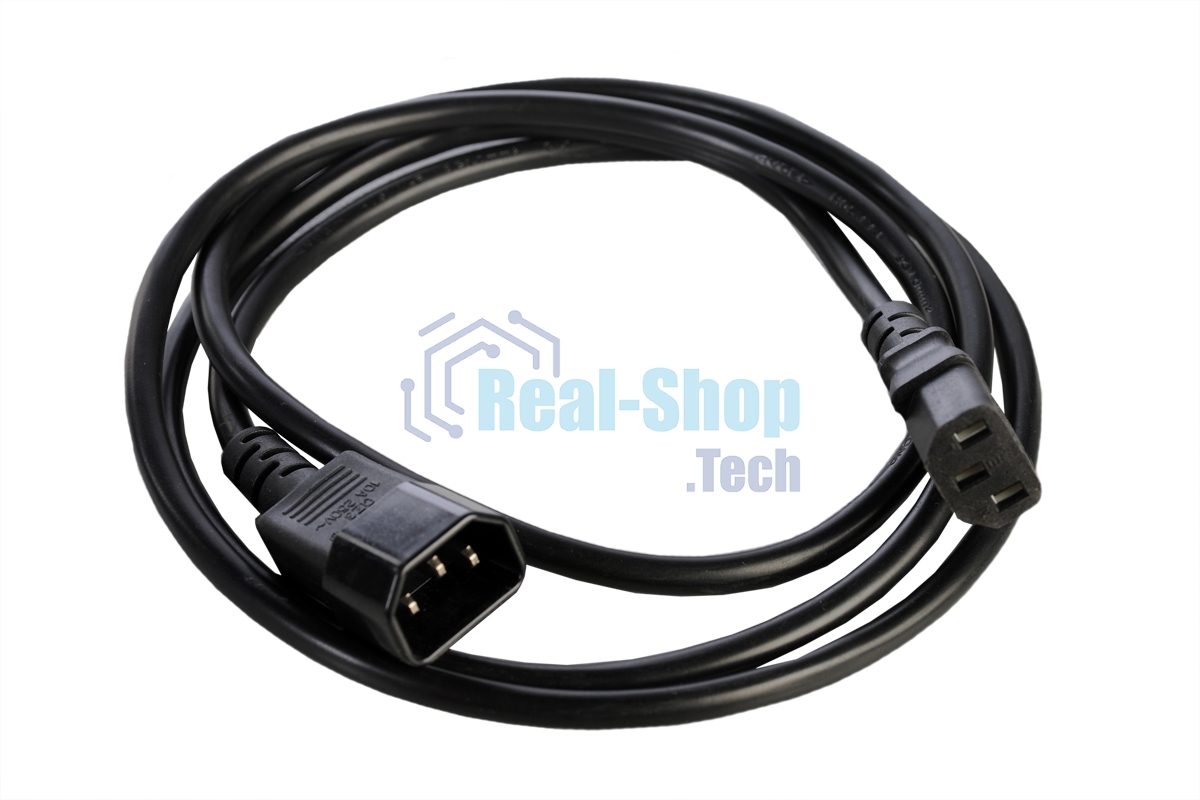 Шнур питания с заземл. IEC 60320 C13/IEC 60320 C14, 10А/250В (3x1,0), 1,8 м. (R-10-Cord-C13-C14-1.8)