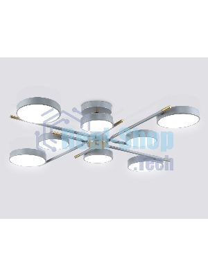 Люстра светодиодная на штанге Ambrella light FL516339/8 GR/CP серый/медь 120W 3000-6000K D850*170 (без ПДУ)
