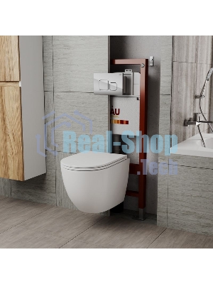 Комплект BAU 6 в 1: инсталляция BAU PRO, унитаз подвесной безободковый торнадо обратного потока Bau Dream 52х36 Hurricane-2, сиденье дюропласт микролифт, кнопка смыва BAU Soul, хром