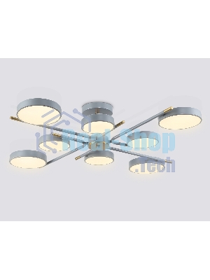 Люстра светодиодная на штанге Ambrella light FL516339/8 GR/CP серый/медь 120W 3000-6000K D850*170 (без ПДУ)