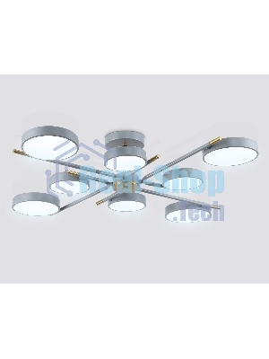 Люстра светодиодная на штанге Ambrella light FL516339/8 GR/CP серый/медь 120W 3000-6000K D850*170 (без ПДУ)
