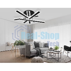 Настенно-потолочный светодиодный светильник FA8906 BK/CH черный/хром 132W 3000-6400K 620*590*150 (ПДУ РАДИО 2.4G)