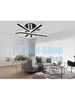 Настенно-потолочный светодиодный светильник FA8906 BK/CH черный/хром 132W 3000-6400K 620*590*150 (ПДУ РАДИО 2.4G)