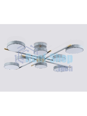 Люстра светодиодная на штанге Ambrella light FL516339/8 GR/CP серый/медь 120W 3000-6000K D850*170 (без ПДУ)