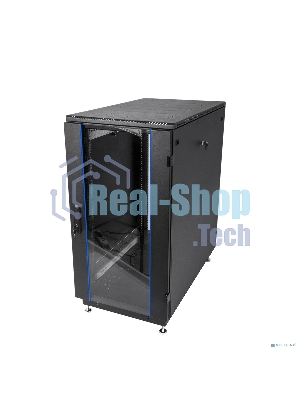 Шкаф телекоммуникационный напольный 18U (600x800) дверь стекло, черный (ШТК-М-18.6.8-1ААА-9005)