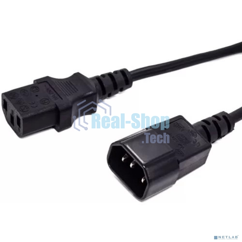 Кабель питания Filum FL-PC16-C13-C14-0.6M С13- C14, 3х1 мм, 220В, 10A, черный, 0.6 м.[FL-PC16-C13-C14-0.6M]