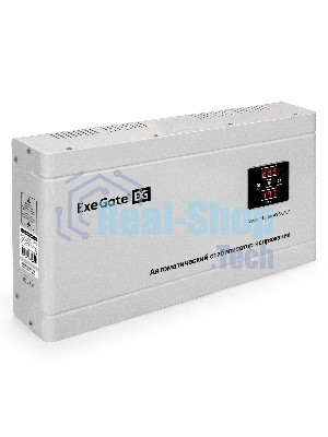 Стабилизатор напряжения ExeGate Master Turbo AVS-5000 (5000ВА, 100-265В, цифр. индикация вход/вых. напряжения, 220В±8%, КПД 98%, 5 уровней защиты, задержка, усиленный метал.корпус, клем.колодка, RTL)