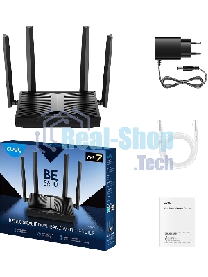 Маршрутизатор Cudy BE3600 Gigabit Dual Band Wi-Fi 7 Mesh Router, Chipset Broadcom, 802.11be/ax/ac/a/b/g/n, 2882Mbps at 5GHz + 688Mbps at 2.4GHz, 5 x 10/100/1000Mbps Ports, 4 x 5dBi fixed antennas, WiFi router/AP/Repeater/WISP Mode, PPTP/L2TP/OpenVPN/WireGuard, MLO, MU-MIMO, Guest network, WPS, DDNS, IPv6, IPTV, WOL, WPA3, TR069/TR098/TR111/TR181, Cudy APP