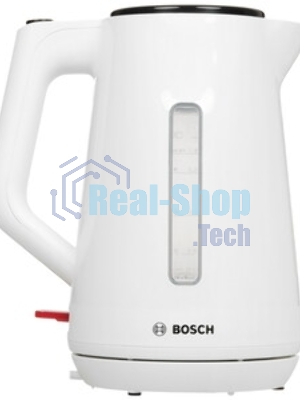 Электрочайник Bosch TWK1M121 белый, 1.7 л, 2400 Вт, скрытый нагревательный элемент