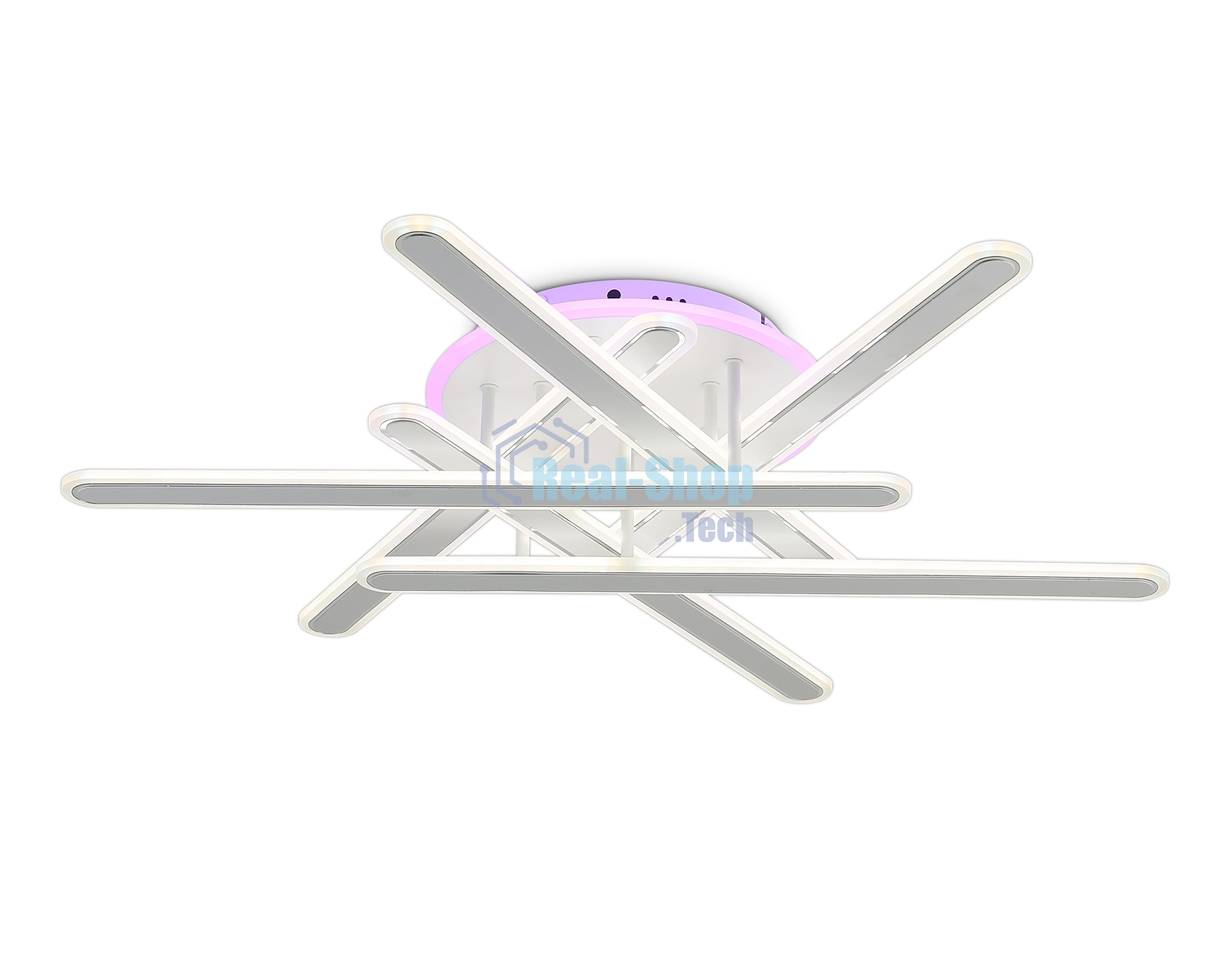 Потолочный светодиодный светильник FA8907 WH/CH белый/хром 135W 3000K-6400K+RGB 800*770*160 (ПДУ РАДИО 2.4G)