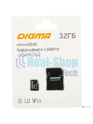 Флеш карта microSDXC 32Gb Class10 Digma CARD10 + adapter
