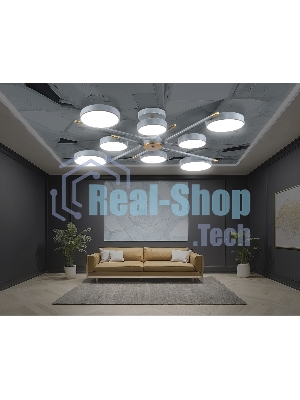 Люстра светодиодная на штанге Ambrella light FL516339/8 GR/CP серый/медь 120W 3000-6000K D850*170 (без ПДУ)