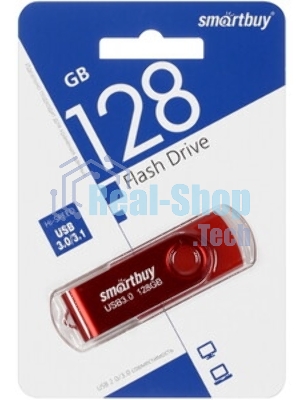 Флешка USB SmartBuy Twist Red (SB128Gb3TWR), 128Gb, USB 3.0, R/W 90/40, красный