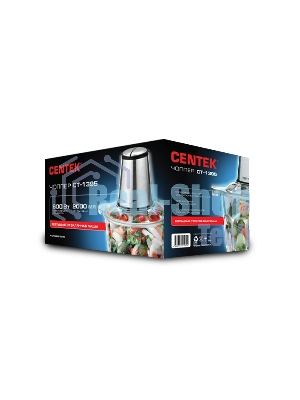 Измельчитель Centek CT-1395 Сталь 600Вт 2 скорости, стеклянная чаша 2,0л, разборные ножи, 4 лезвия