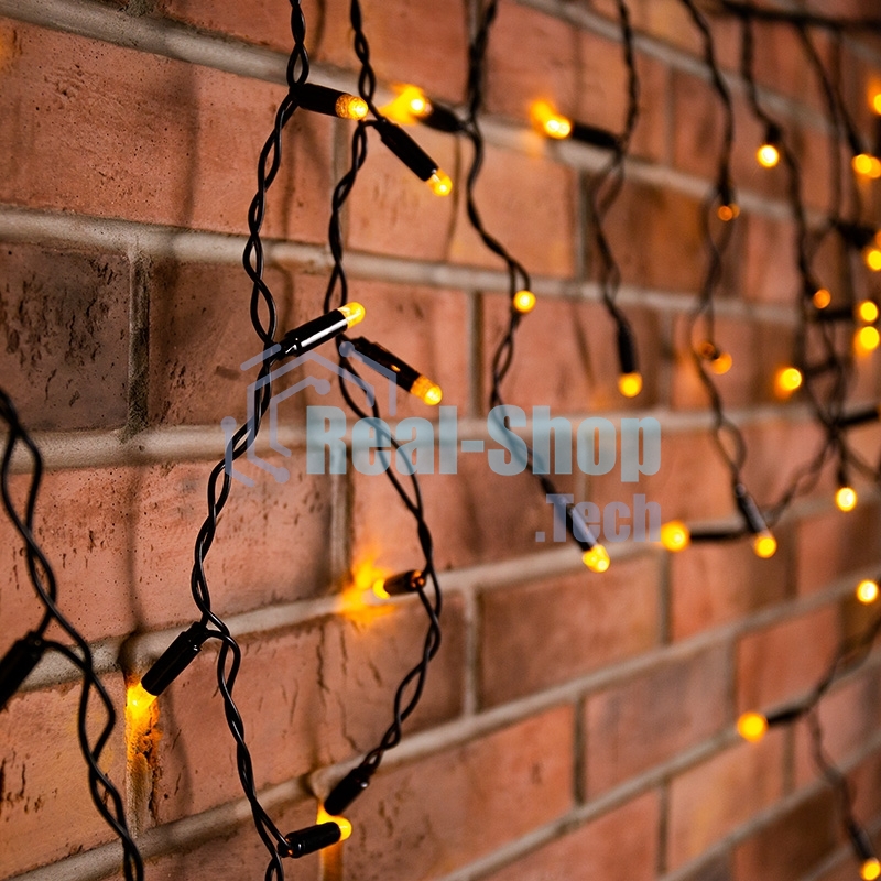 Гирлянда Neon-night Айсикл (бахрома) светодиодный, 4,8 х 0,6 м, черный провод, 230 В, диоды теплый белый, 176 LED