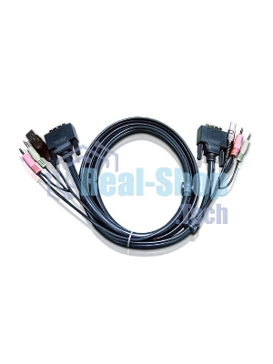Кабель ATEN KVM USB(тип А Male)+DVI-D(Male)+2хАудио(Male) (-) USB(тип B Male)+DVI-D(Male)+2хАудио(Male) 3м., черный. CABLE DVI/USBA/SP.MC-DVI/USB B 3.0M