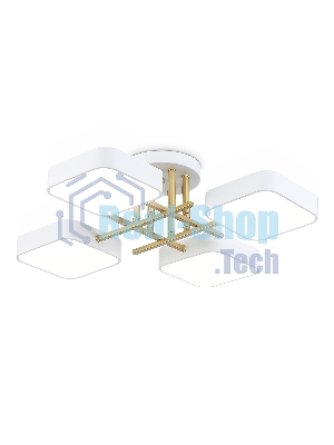 Люстра светодиодная на штанге Ambrella light FL516341/4 WH/GD белый/золото 72W 3000-6000K 550*550*150 (без ПДУ)