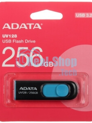 Флешка USB ADATA AUV128 (AUV128-256G-RBE), 256Gb, USB 3.0, R/W 100/30, черный/синий