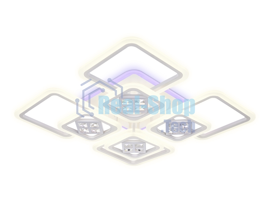 Светильник Ambrella light FA289/4+4 WH белый 176W 820*820*120 (ПДУ РАДИО 2.4G)