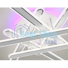 Потолочный светодиодный светильник FA8907 WH/CH белый/хром 135W 3000K-6400K+RGB 800*770*160 (ПДУ РАДИО 2.4G)