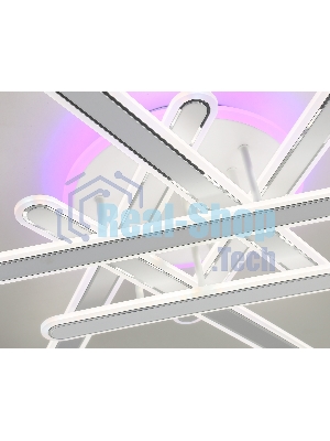 Потолочный светодиодный светильник FA8907 WH/CH белый/хром 135W 3000K-6400K+RGB 800*770*160 (ПДУ РАДИО 2.4G)
