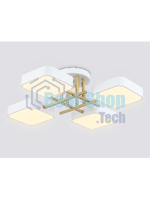 Люстра светодиодная на штанге Ambrella light FL516341/4 WH/GD белый/золото 72W 3000-6000K 550*550*150 (без ПДУ)