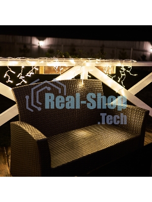 Гирлянда Neon-night Айсикл (бахрома) светодиодный, 2,4 х 0,6 м, белый провод, 230 В, диоды теплый белый, 88 LED