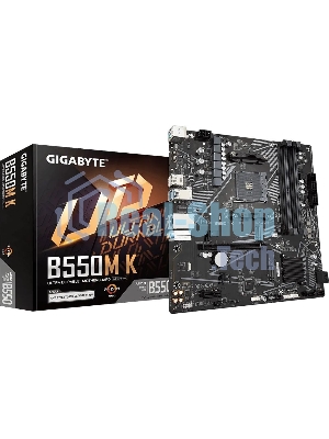 Материнская плата Gigabyte B550M K, AM4, AMD B550, 4xDDR4, 4xSATA, 2xM.2, 1xPCIe 4.0 x16, 1xPCIe x1, 1xHDMI, 1xDP, 1x 1Gb LAN, 4xUSB-A 3.2 Gen 1, 4xUSB-A 2.0, 3x3.5 мм, 7.1, mATX
