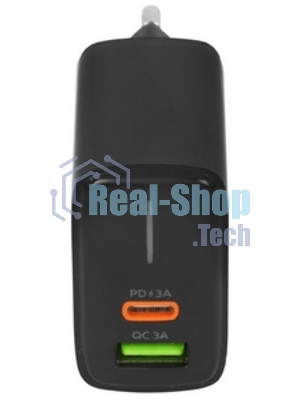 Сетевое зарядное устройство MORE CHOICE NC61a черный - 1USB+1USB-C 3.0A PD 20W+QC3.0 быстрая зарядка для Type-C