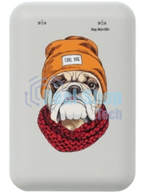 Портативный аккумулятор RITMIX RPB-10007 Bulldog (10000 мА, 2хUSB 2.1 А, софт-тач, принт Бульдог)