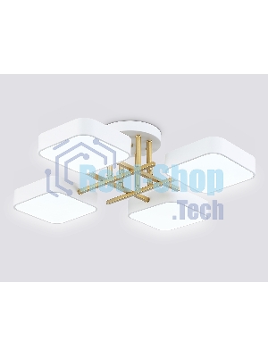 Люстра светодиодная на штанге Ambrella light FL516341/4 WH/GD белый/золото 72W 3000-6000K 550*550*150 (без ПДУ)